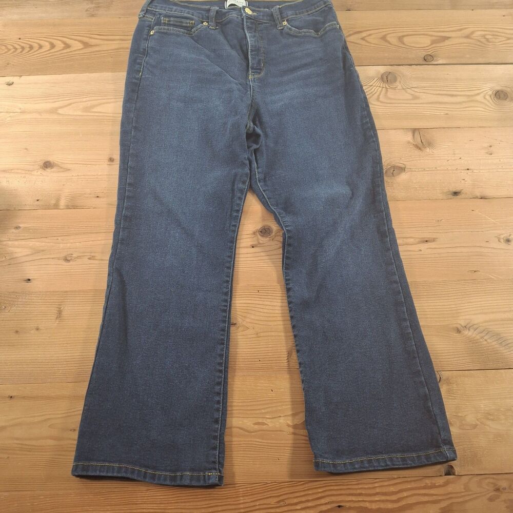 Crown & Ivy Jeans High Rise Flare Crop 16 Womens Blue